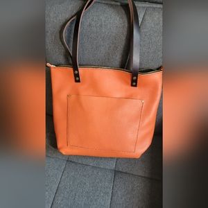 Portland Leather Persimmon Medium Tote with Zipper